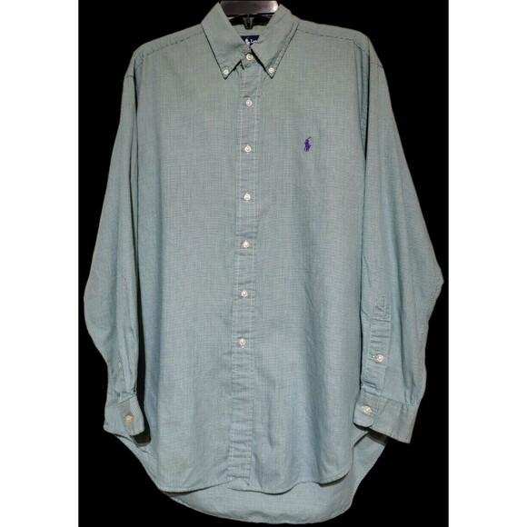 Ralph Lauren Blake Green Houndstooth Long Sleeve Button, Medium - Picture 1 of 6
